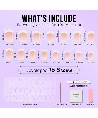 Buy Bartbox French Press-On Nails - Short Square Artificial Nails (30 Pieces) with Glue | White & Pink - Perfect for Women & Girls - Buy Online on GoSupps.com