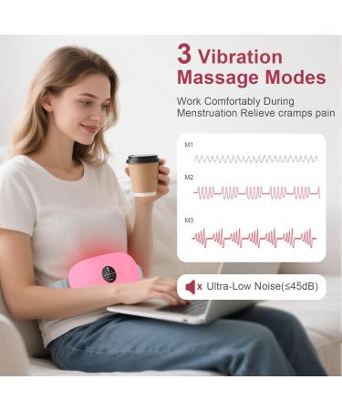 Portable Cordless Electric Waist Belt Device, Fast Heating Pad for Cramps - 3 Heating Levels & 3 Vibration Massage Modes - Menstrual Belly Heating Pad for Women & Girls - Pink - Buy Online on GoSupps.com