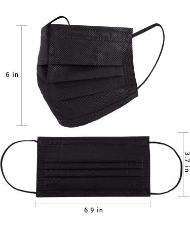 100 PCS Black Disposable Face Masks - 3 Ply Protection for Adults - Buy Online on GoSupps.com