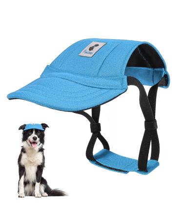 Pawaboo dog baseball caps dog preap with elastic ear holes adjustable dog cap sport pet hat sun protection for small medium -sized & large dogs dogs outfits dog costume (blue l) l