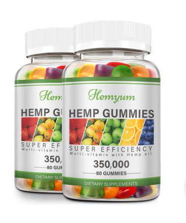 (2-Pack) Premium Hemp Gummies Extra Strength - High Potency Fruity Gummy with Hemp Oil - Organic Edibles Gummy - Non-GMO, Vegan, Low Sugar, Made in USA