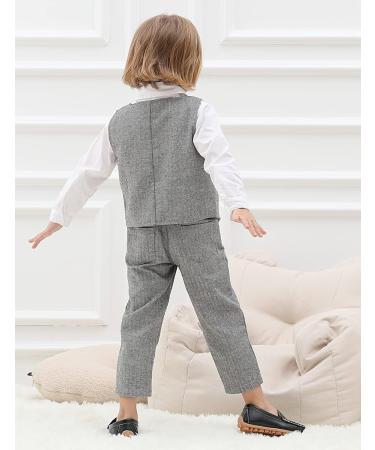 Mint Green Baby Boys Wedding Suit Set | Herringbone Tweed Outfit 1-4 Years | Dark Gray Christening Clothes with Shirt, Waistcoat, Trousers, Bow Tie - Buy Online on GoSupps.com