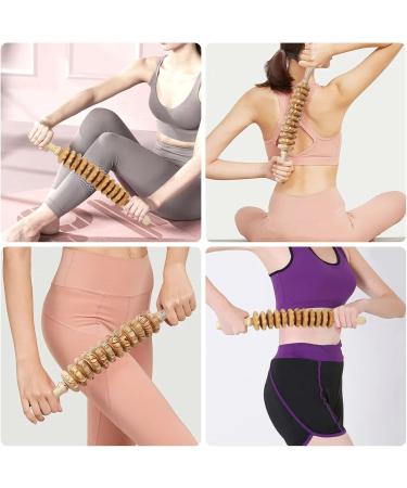 2 PCs Wooden Massage Roller - Anti-Cellulite Back Massager with Handle for Neck Legs & Body - Buy Online on GoSupps.com