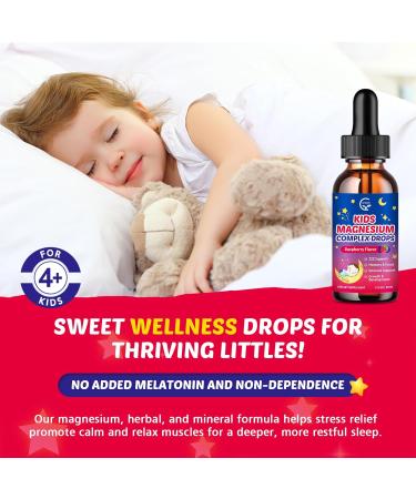 (2 Bottles) Magnesium Glycinate Liquid for Kids with L-Theanine Omega-3 Vitamin D3 K2 Zinc Kids Magnesium Liquid Drops for Sleep & Calm Brain Bone Sugar Free Raspberry Flavor - Buy Online on GoSupps.com