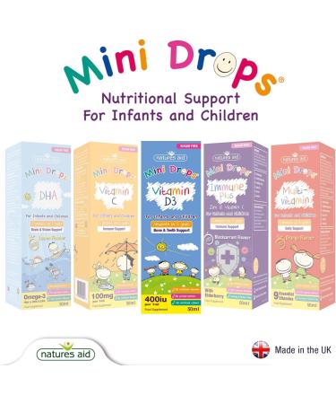 Natures Aid Vitamin D3 Mini Drops for Infants and Children Sugar Free 50ml (Pack of 2) 50 ml (Pack of 2) Vitamin D3 Liquid Drops 50ml - Buy Online on GoSupps.com