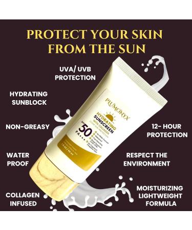 PLUMONYX Mineral Sunscreen SPF 50+ PA++++ Face Sunscreen with Collagen Zinc & Titanium Dioxide Reef Safe No Oxybenzone No White Cast Fragrance-Free Matte Hydrating Clean Formula (50ml) - Buy Online on GoSupps.com
