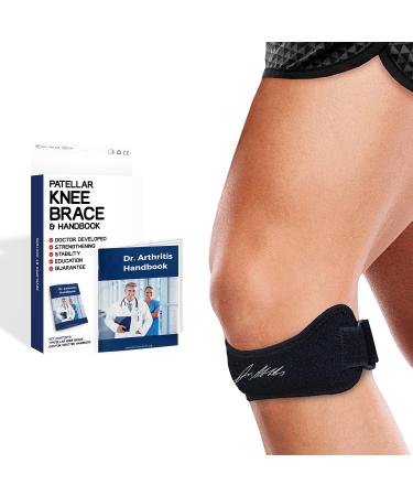 Patella tendon bandage / knee bands and manual adjustable bandage women / men - knee supports for meniscus patella tendonitis tendonal knee black single pack 1 black designed by doctors