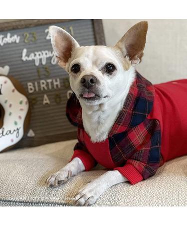 Fitwarm 100% Cotton Plaid Dog Hoodie | Lightweight Pet Sweatshirt for Dogs and Cats | Red Hooded Outfit - Buy Online on GoSupps.com