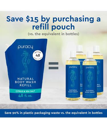 Puracy Citrus & Sea Salt Body Wash - 98.6% Pure Plant Ingredients - Moisturizing Shower Gel for All Ages - 12 Oz - Buy Online on GoSupps.com