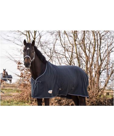 Marengos Economic Sweat Rug for Horses - Breathable Dark Blue Fleece Blanket with Removable Cross Strap 155cm - Buy Online on GoSupps.com