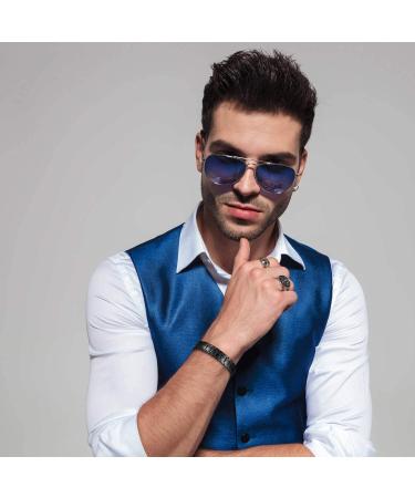 Mens Adjustable Black Copper Bracelet with Double Raw Magnets - 3000Gauss Pain Relief for Arthritis, Carpal Tunnel, Migraines - 8.5 inch - Buy Online on GoSupps.com