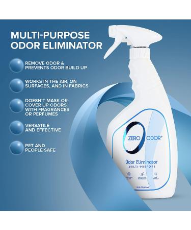 Zero Odor Multi-Purpose Odor Eliminator - Patented Technology for Bathroom, Kitchen, Fabrics, and Closet - 22oz Unscented Spray - Buy Online on GoSupps.com