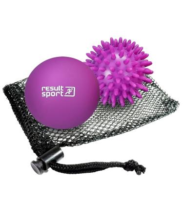Resultsport lacrosse & hedgehog ball massage ball set plantar fasciitis foot massage trigger point massage deep fabric myofasian relief - purple