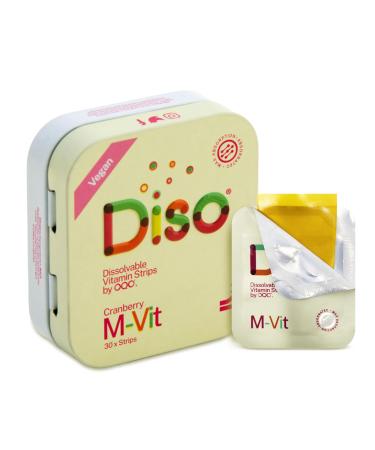 OQO Dissolvable M-VIT Strips - Tin of 30 Oral Thin Strips Single Serve Pouches Multi-Vitamins Overall Health Vegan Skin Care Maximum Absorption Gluten Free (Cranberry Flavour)