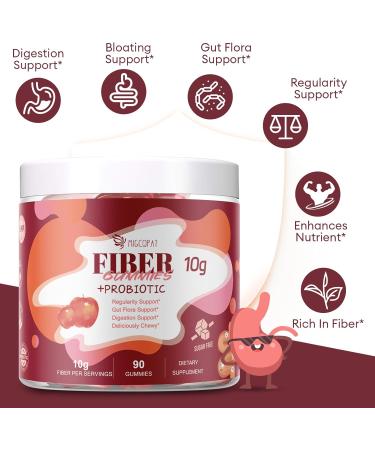 Fiber Gummies with Probiotics 10G Fiber per Serving No Sugar Added Apple Flavor with 10 Billion CFU Probiotics Blend Apple Cider Vinegar Vitamin C Inulin Bloating Support 90 Count 90 Count (Pack of 1) - Buy Online on GoSupps.com