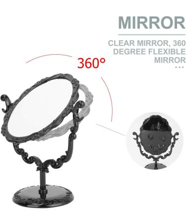 Leorx Vintage Desktop Makeup Mirror - Acrylic Rose Pattern Vanity Mirror (Black) - 22x16x9.5cm - Ideal for Bedroom & Bathroom - Buy Online on GoSupps.com