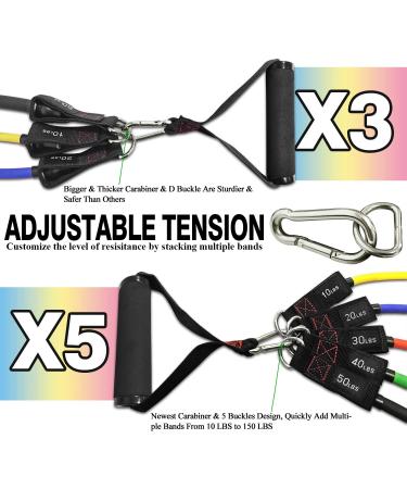 TheFitLife Exercise Resistance Bands - 5 Stackable Fitness Workout Bands up to 300lbs - Handles, Ankle Straps, Door Anchor, Carry Bag - Buy Online on GoSupps.com