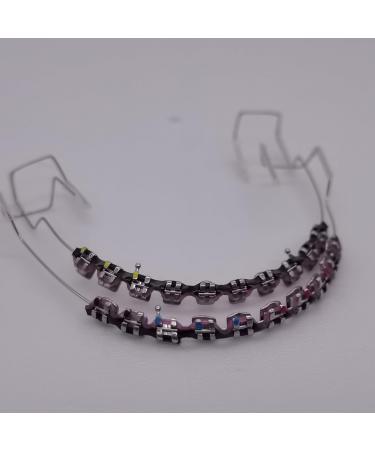 Funny and Fashion Fake Braces Kit With Two Color Teeth Braces Power Chain - Easy Stall For Orthodontist Dental Student Practice (No61-Black&Purple)