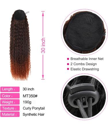 30 inch Long Curly Drawstring Ponytail Extension - Synthetic Hairpiece for Women (MT350#) - Buy Online on GoSupps.com
