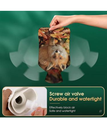 Fox Leaf Hot Water Bottle with Plush Cover - Cozy Bed Warmer for Adults & Children | 26.5x15.3cm - Buy Online on GoSupps.com