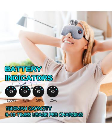 Cordless Heated Eye Mask - Cute Rechargeable Sleep Mask with Battery Indicator | Warm Eye Compress for Dry Eye Relief (Grey - Buy Online on GoSupps.com