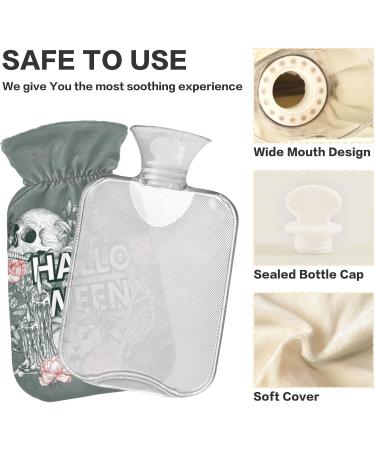 Naanle Rose Skull Halloween Hot Water Bottle - 1L Transparent Hand/Foot Warmer for Pain Relief & Heat Therapy - Buy Online on GoSupps.com