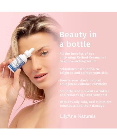 LilyAna Naturals Retinol Serum - 2.5% Pure Retinol for Dark Spots & Acne Scars - 1oz (1-Pack) - Buy Online on GoSupps.com