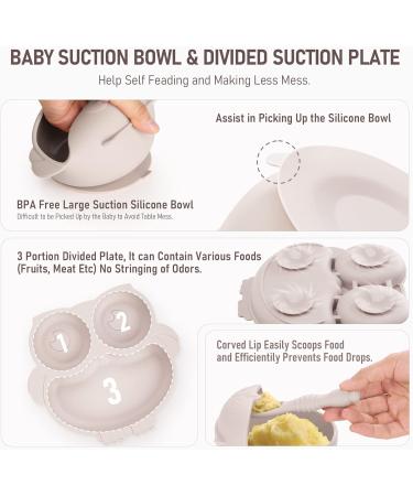 Baby Weaning Set Silicone Baby Feeding Set(10 Pcs) Toddler Weaning Set with Adjustable Bib Suction Bowl Plate Fork Spoon Water & Snack Cup Kit for Babies Toddler and Kids(Beige) - Buy Online on GoSupps.com