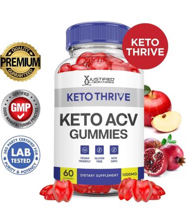 Justified Laboratories (3 Pack Keto Thrive Keto ACV Apple Cider Vinegar Formulated with Pomegranate Beet Juice Powder B12 Vegan Non GMO 180 Gummies 60 Count (Pack of 3) - Buy Online on GoSupps.com