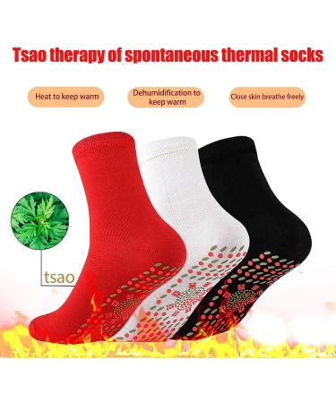 Warm Tourmaline Heated Magnetic Winter Socks - 3 Comfortable Self-Heating Pairs - One Size Red (WU822) - Ideal for Cold Weather & International Shipping - Buy Online on GoSupps.com