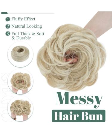 Sego 55g Hair Part with Rubber Band - Medium Blonde & Blonde Hair Ties for Messy Buns - Perfect Hair Extensions & Updos for Girls - Buy Online on GoSupps.com