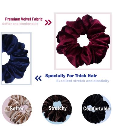 IVARYSS Extra Large Velvet Scrunchies for Thick Hair - 6 inch Big Elastic Bands, 4 Pack Neutral V-Neutral - Buy Online on GoSupps.com