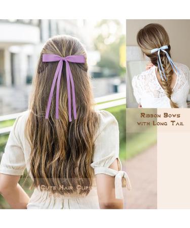 4pcs Satin Bowknot Hair Clips Accessories for Toddlers Girls Women Bow Claw Clip Hairpins Colorful Bow Tassel Hair Clips Long Ribbon Hair Barrettes - Buy Online on GoSupps.com
