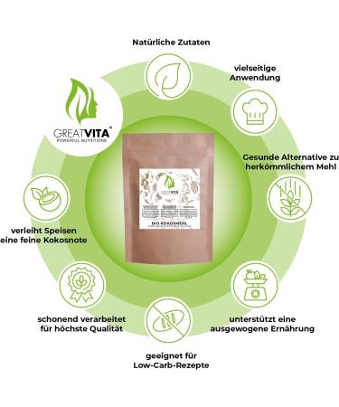 MeaVita Organic Coconut Flour 1 Pack (1 x 500 g) - Buy Online on GoSupps.com