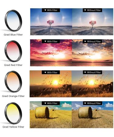 Apexel 52mm Filter Lens Kit for Smartphone Camera Canon Nikon Sony Olympus - Graduated Red Orange Yellow Blue CPL ND32 Star Lens - Buy Online on GoSupps.com