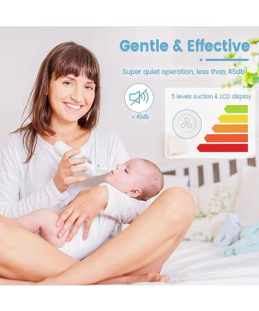 Electric Baby Nasal Aspirator | Rechargeable Nose Sucker for Toddler with 5 Suction Levels, Music & Light Soothing | 3 Silicone Tips Included - Buy Online on GoSupps.com