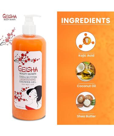Geisha Kojic Acid Skin Brightening Body Wash - 33 Fl oz - Even Skin Tone, Reduce Dark Spots - Face & Body Shower Gel - Buy Online on GoSupps.com