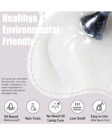 White Nail Polish - Glitter Nail Polish - Glitter Nail Varnish Quick Dry - Shiny Sparkly Nail Varnish - Breathable Nail Polish - French Manicure Nail Polish for Women Girls Nail Art - Buy Online on GoSupps.com