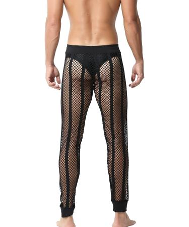 YUFEIDA Men's Fishnet Pants - Black Mesh Leggings, Muscle Fit, Drawstring Bottoms (X-Large) - Buy Online on GoSupps.com