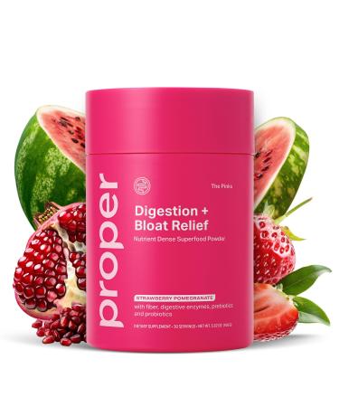 Proper The Pinks Digestion and Bloat Relief. Drink Mix with Gut Health Probiotics Prebiotics Beet Root & Enzymes for Digestive Support. Bloating and Microbiome Supplement for Women and Men 30 Servings