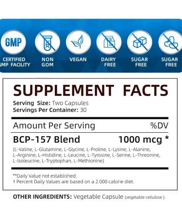 Bpc 157 Peptide Capsules 1000mcg Gluten Free Supplement 60 Capsules - Buy Online on GoSupps.com