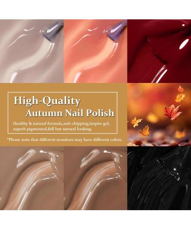 Nail Polish Set 6Pcs Autumn Winter Nail Varnish Quick Dry & Long Lasting Red Brown Series Nail Gel Non-Toxic Water Based Nail Polish Gel for Women Girls DIY Nail Art at Home - No Need Bake - Buy Online on GoSupps.com