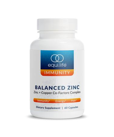 EquiLife - Balanced Zinc Powerful Mineral Zinc Immune Supplement Antioxidant-Rich Great Source of Copper Vitamin C & Vitamin B6 Promotes Energy & Mood Support Vegan Non-GMO (60 Capsules)