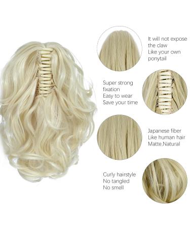 Parxitn 20cm Bleach Blonde Ponytail Extension - Curled Claw Clip Synthetic Hair for Braids - Buy Online on GoSupps.com