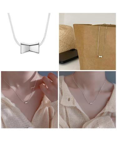 Oralgos Hip Hop Bow Loop Collarbone Chain Necklace - Adjustable Copper Bowknot Shape Jewelry for Daily Wear - Buy Online on GoSupps.com