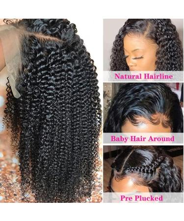 22 Inch Brazilian Virgin Kinky Curly Lace Front Wig - 150% Density, Pre-Plucked with Baby Hair - Natural Black 180 Density - for Black Women - MSGEM - Buy Online on GoSupps.com