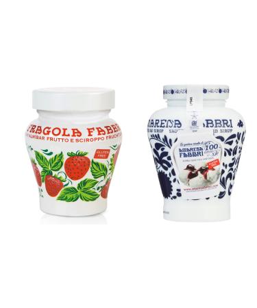Fabbri Strawberry Opaline 230g Strawberry in Syrup + Amarena in Syrup 230g + Italian Gourmet Polpa