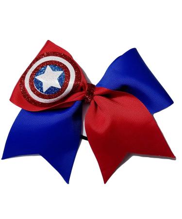 Cheer Bows Blue and red Captain America Hair Bow