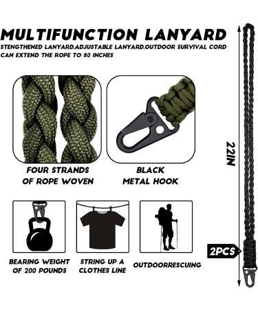 Frienda Heavy Duty Paracord Lanyard Necklace Whistles Strap Braided 550 Keychain for Outdoor Activities - Black & Army Green 2.0 - Buy Online on GoSupps.com