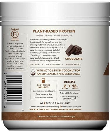 Organic Chocolate Plant-Based Protein Powder with MCT Oil | 19 oz | Vegan, Keto-Friendly, Gluten-Free, Non-GMO | Soy, Dairy & Stevia Free | 15 Shakes | Only 4g Sugar - Buy Online on GoSupps.com